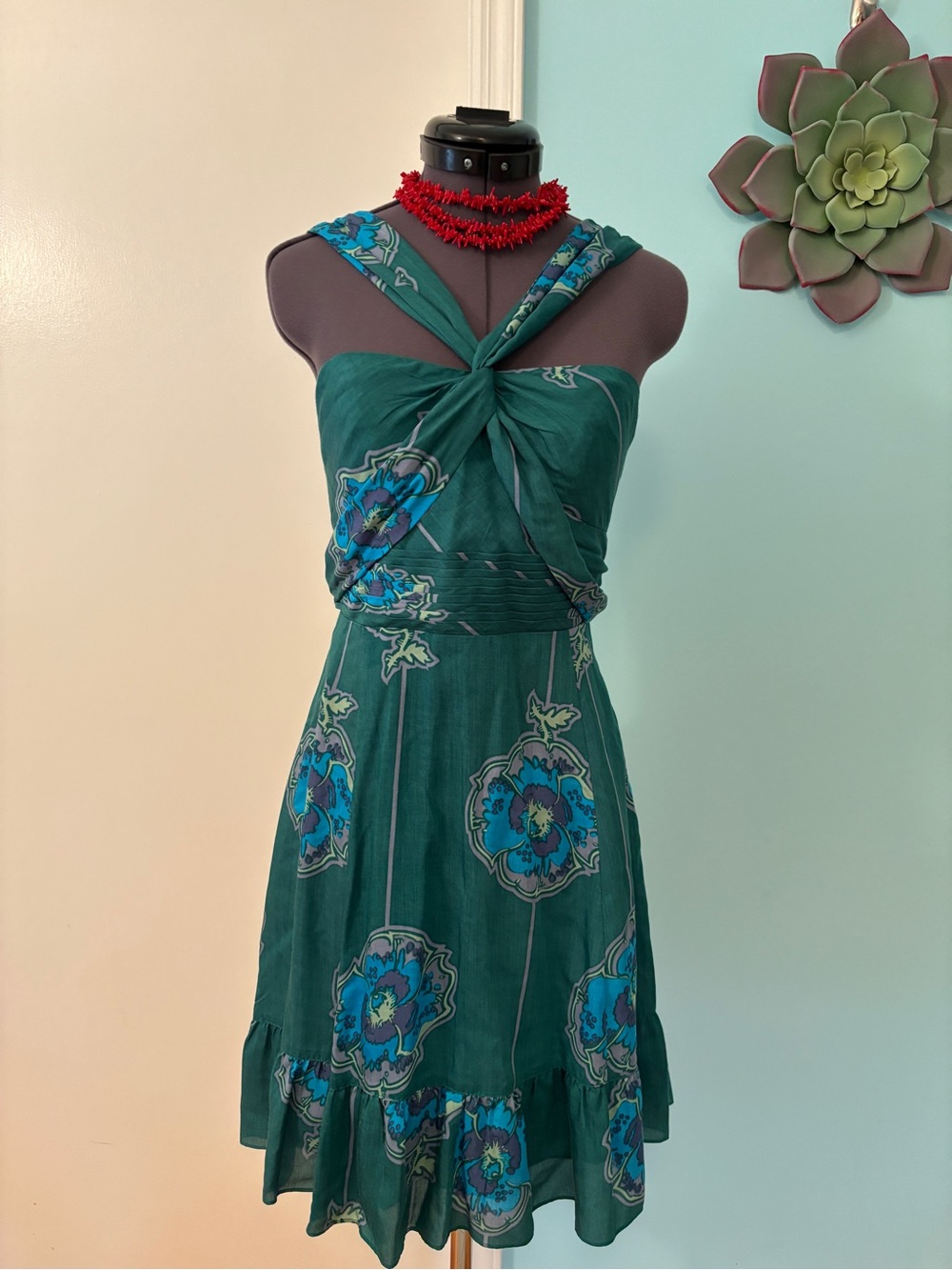 Free People Green Halter Floral Sundress